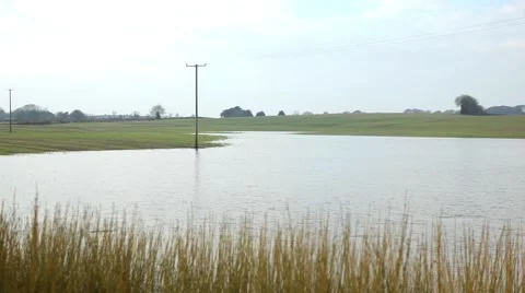 Flooded fields after big rain storm Video stock 45159607