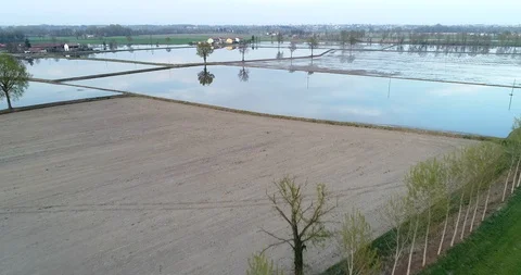 Flooded fields Stock Footage 105704594