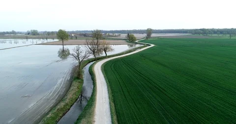 Flooded fields Stock Footage 105704629