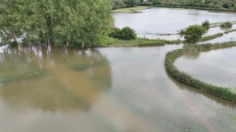 Flooded fields in Milton Keynes Stock Footage 311197576