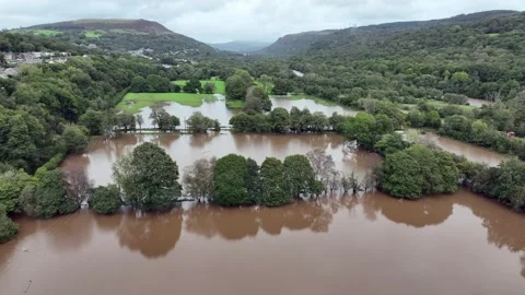 Flooded fields in Swansea Stock Footage 250996161