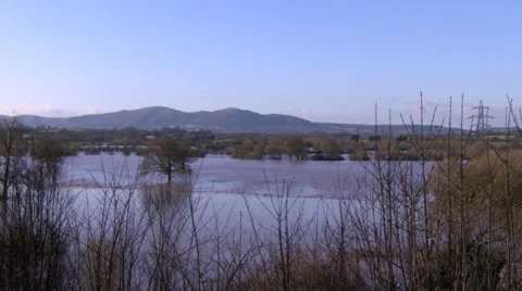 Flooded fields in Worcester Stock Footage 35144991