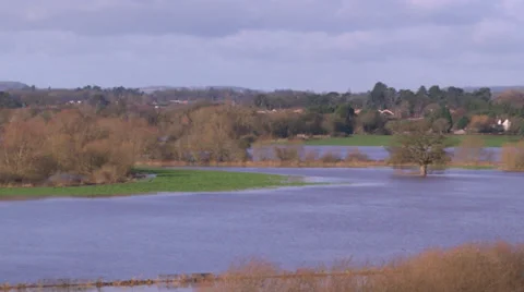 Flooded fields in Worcester Stock Footage 35145512