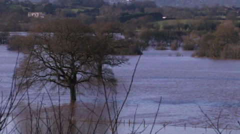 Flooded fields in Worcester Stock Footage 35147045