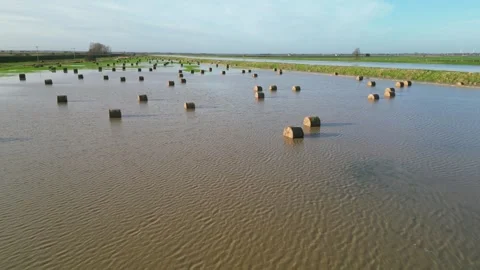 Flooded Floodplain, UK Stock Footage 260409514