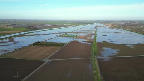 Flooded Floodplain, UK Stock Footage 260409616