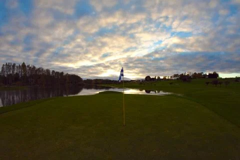 Flooded golf course Stock Photos