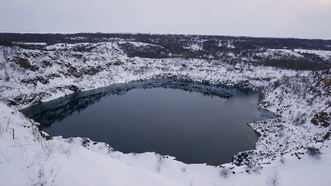 Flooded granite quarry. Stock Footage 89670247