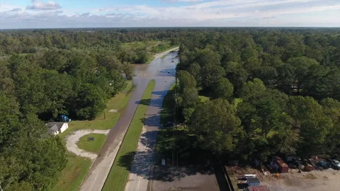 Flooded highway with drone Stock Footage 140885225