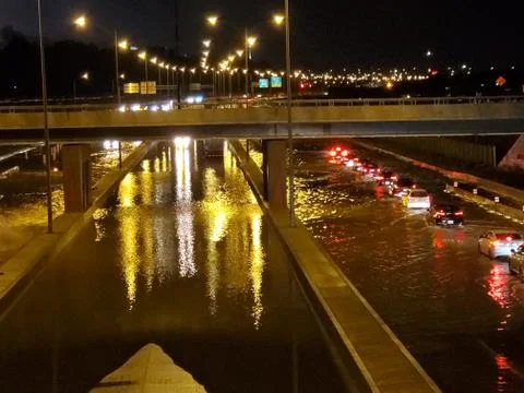 Flooded highway Stock Photos