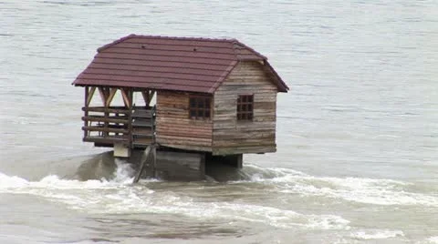 Flooded House Stock Footage 24655234