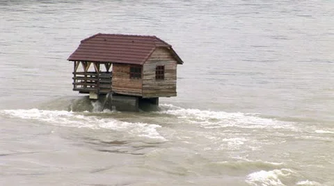 Flooded House Stock Footage 24655241