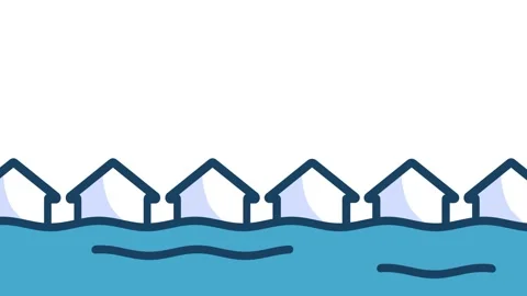 Flooded Houses Landscape Stock Footage 334342284