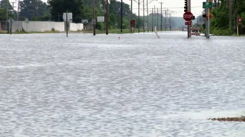 Flooded intersection due to record rainfall Video stock 12576495