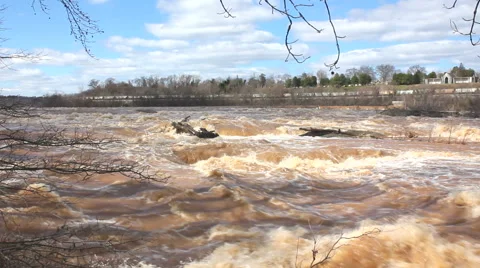 Flooded James River's Wild Rush Video stock 60817734