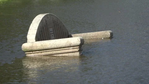 Flooded Park Bench Stock Footage 265339960