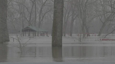 Flooded Park Stock Footage 105426420