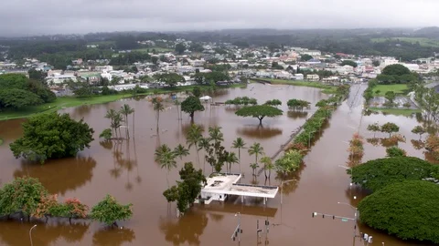 Flooded Park by the Pacific Ocean Stock Footage 104105399
