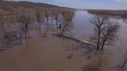 Flooded Park Trail Stock Footage 105421835