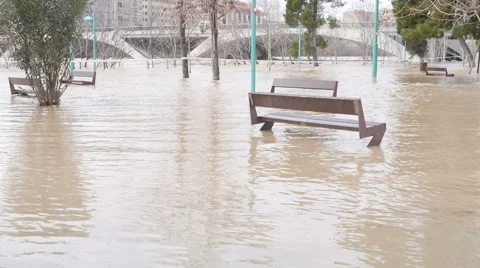 Flooded playground Stock Footage 48195214