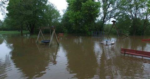 Flooded playground Stock Footage 123397068