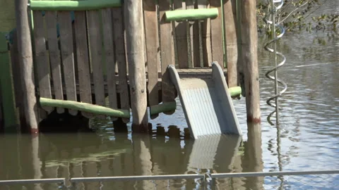 Flooded Playground Stock Footage 265341032