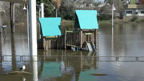 Flooded playground set Stock Footage 265339937