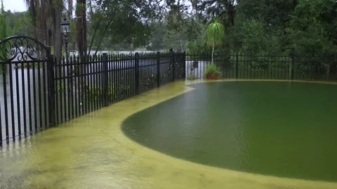 Flooded Pool Stock Footage 220750897