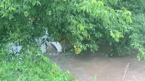 Flooded Propane Tank leaking during Vermont Flooding Stock Footage 245872355