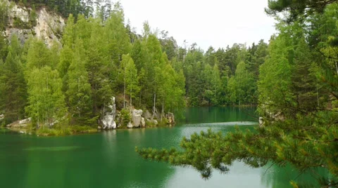 Flooded quarry Adrspach Stock Footage 39841945