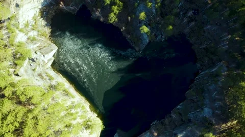Flooded quarry in shape of a heart surrounded by forest, talcov stone, Ural Video stock 165317676