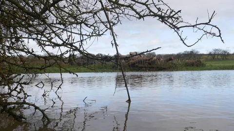 A flooded river after heavy rain fall Stock Footage 122210190
