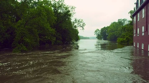 Flooded River Stock Footage 91697965