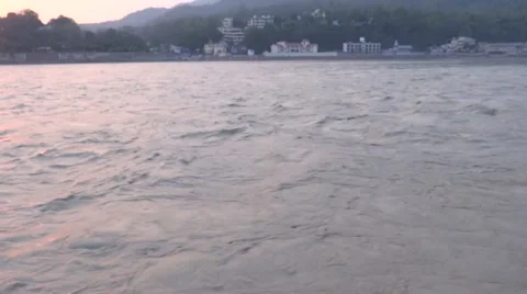 Flooded River Ganga in Rishikesh 2 Stock Footage 52710134