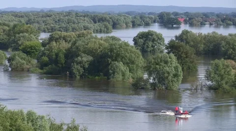 Flooded river in Germany Stock Footage 45987043