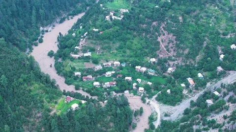 Flooded riverside village Stock Footage 342303289