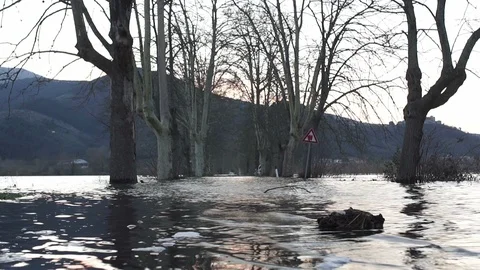 Flooded road, low angle shot Stock Footage 87789318