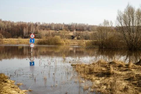 Flooded road Foto stock