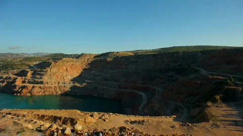 Flooded rock quarry Stock Footage 853805