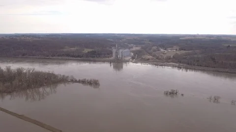 Flooded rural landscape Stock Footage 105424446