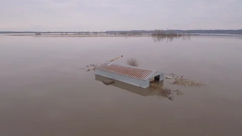 Flooded shed Stock Footage 105424405