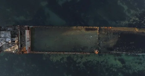 Flooded ship top view 스톡 동영상 102067240