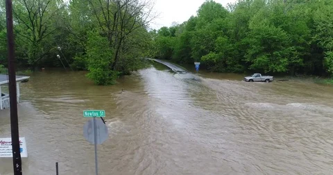 Flooded State Highway Ariel View Video stock 76662746