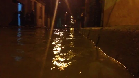 The flooded street 2 Stock Footage