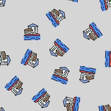 Flooded streets hurricane disaster vector seamless pattern Illustrazione stock