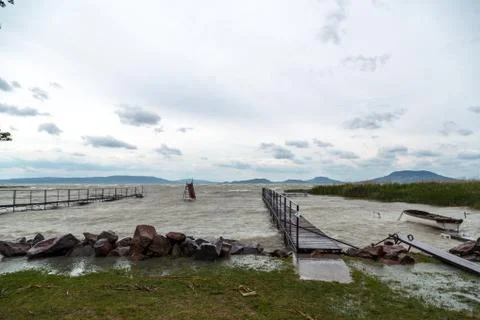 Flooded terrain in Balaton Stock Photos