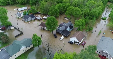 Flooded Town from above Video stock 76969457