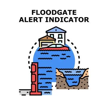 Floodgate operation alert indicator system concept Ilustração Stock