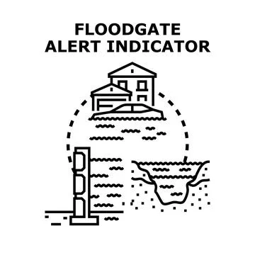 Floodgate operation alert indicator system concept Ilustração Stock