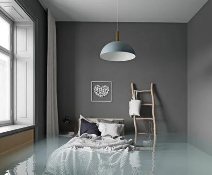 Flooding bedroom interior Stock Illustration